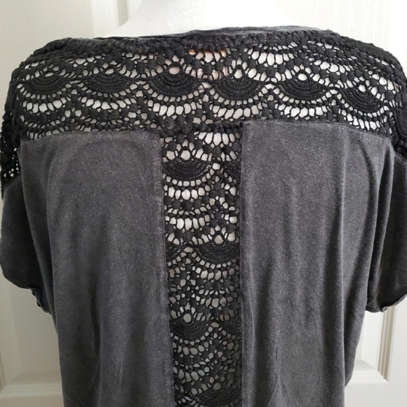 Cap Sleeve Crocheted Top XL Boho T-shirt - Picture 6 of 8
